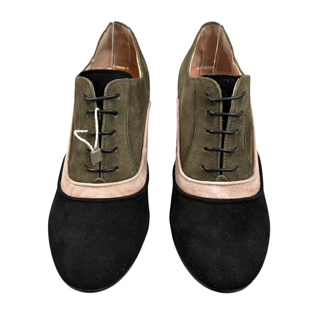 L'Autre Chose Olive, Black Italian Suede Leather Stack Heel Ankle Boot Bootie 36 - Picture 5 of 10